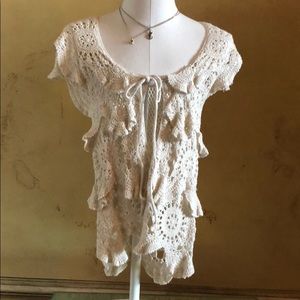 Crochet tie front top